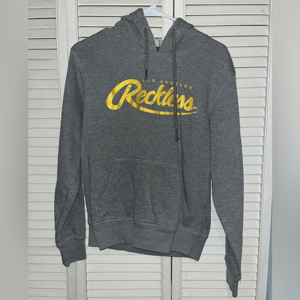 Women’s Young & Reckless Hoodie • Gray + Gold • Medium